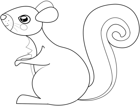 Cute Squirrel Coloring Page